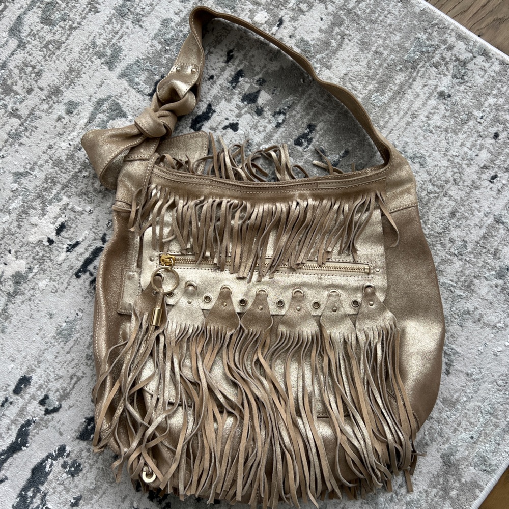 Jimmy Choo Diane Gold Metallic Leather Hobo Bag